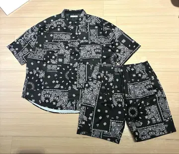 FREAK'S STORE 페이즐리 하프 팬츠 셋업 블랙 L