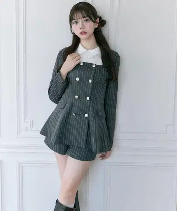 OLIVE des OLIVE 클래시컬 프릴 칼라 자켓 셋업