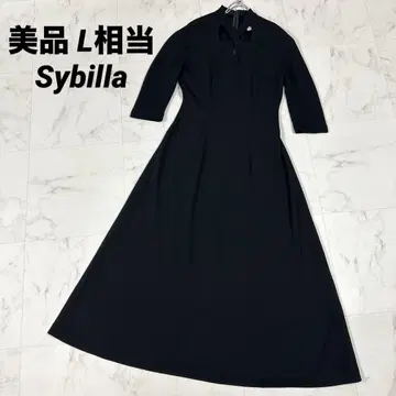 [ 새상품급 ] Sybilla 컷워크 7부 소매 롱 원피스 블랙 L 상당