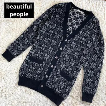 beautiful people 모헤어 혼방 니트 가디건 올 패턴 라메