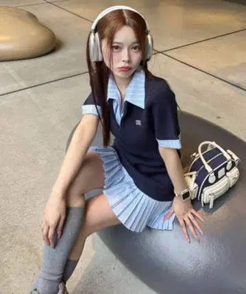 도킹 플리츠 반팔 원피스 Nono 기획 NICE CLAUP