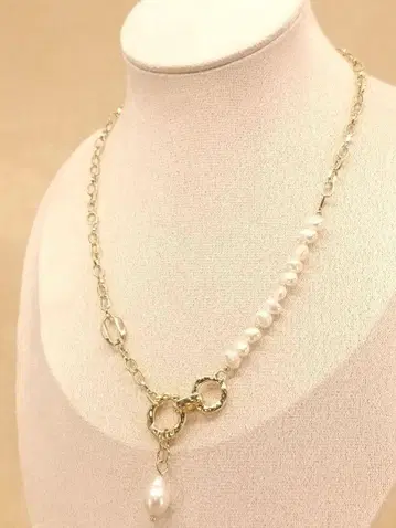 빈티지 골드 체인 펄 앤티크 목걸이