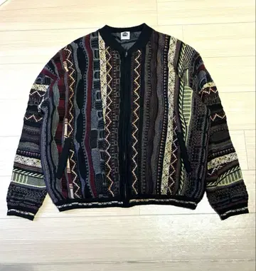 Fafatt coogi풍 3D 안감 부착 니트 지퍼 가디건