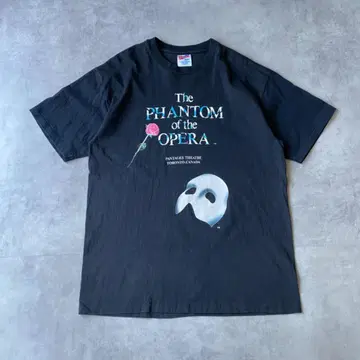 오페라의 유령 헤인즈 프린트T셔츠 90s 구제 의류 L 블랙 15524