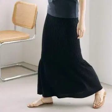 바빌론 BABYLONE 절개 니트 스커트 블랙 머메이드