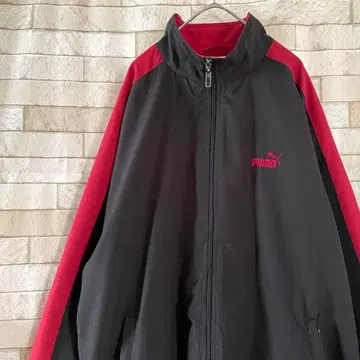 PUMA 푸마 나일론 자켓 자수 블랙 레드 XL