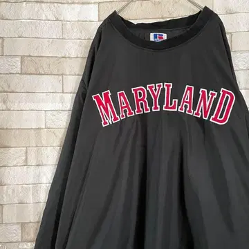 러셀 나일론 자켓 풀오버 센터 자수 블랙 2XL