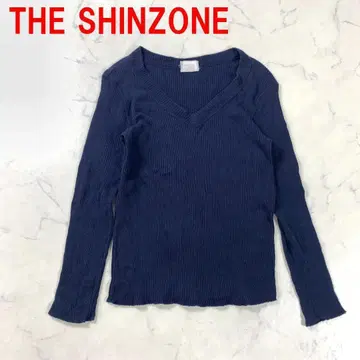 A4227 신존 긴팔T셔츠 V넥 면 리브 네이비 M