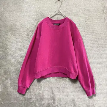 ZARA 자라/숏 기장 트레이닝복 맨투맨/S/속기모 핑크 퍼플