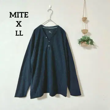 MITEX 네이비 헨리넥 LL 긴팔 티셔츠 오버사이즈 루즈핏