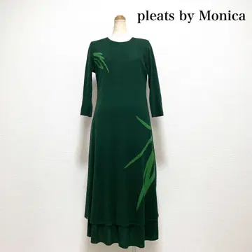 pleats by Monica 롱 플리츠 원피스 그린 고급