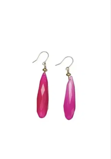QUE jewelry 10K 스톤 스윙 링 귀걸이 핑크 칼세도니