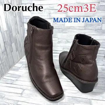 컨디션 최상 Doruche 돌체 숏부츠 천연 가죽 브라운 25cm
