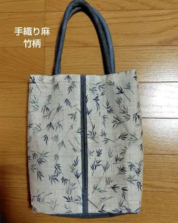 유나카가와 대나무 패턴 린넨 백