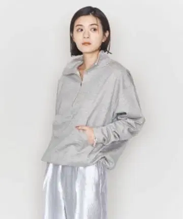 ASTRAET 코튼 우라케 하이넥 지퍼 풀오버 스트럿