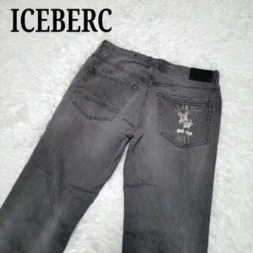 ICEBERC 데님 청바지 그레이 미키 자수 MICKEY 데미지