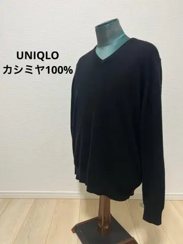 새상품급 UNIQLO 유니클로 캐시미어 V넥 스웨터 블랙 사이즈 L