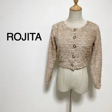ROJITA 베이지 컬러 오샤레 버튼 숏 가디건
