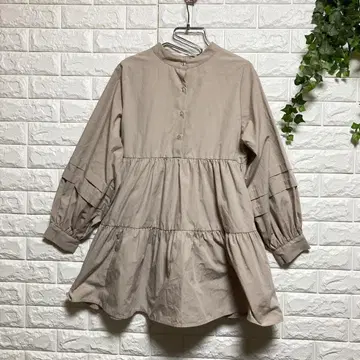 [칸파] (M) 티어드 미니 원피스 긴팔 U넥 플레어 버튼
