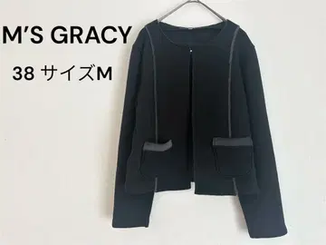 새상품급 엠즈 그레이시 노카라 자켓 블랙 속기모 38 M 가을