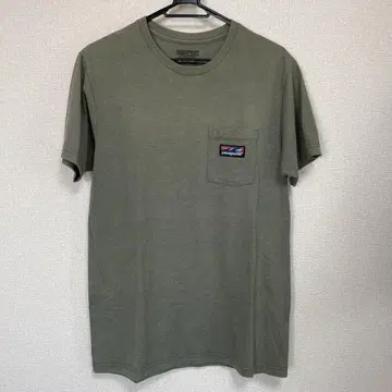 [ 파타고니아 ] 포켓 로고T셔츠 파도 택 반팔 M 그린 짙은 녹색 카키