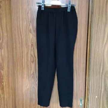 블랙 슬랙스 허리밴딩 테이퍼드