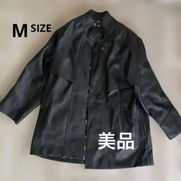 블랙 가죽 코트 여성용 M