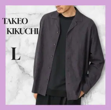 TAKEO KIKUCHI 플라워 자수 오픈 카라 셔츠