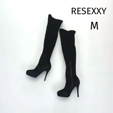 리젝시 스트레치 니하이 부츠 스웨이드 블랙 M 표기 사이드 지퍼