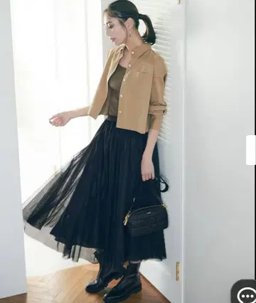 23구 워셔블 튤 스커트 블랙 튤