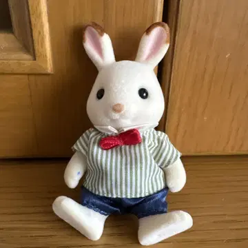토끼 인형 스트라이프 셔츠 데님 팬츠