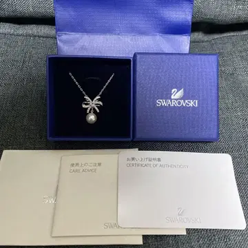 스와로브스키 목걸이 리본 펄큐빅