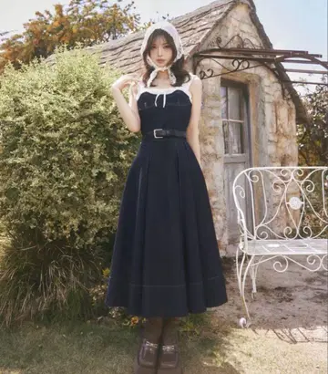다리치 도킹 데님 미디 원피스 FL