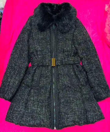 Riu Tweed 다운 코트 블랙 R짱
