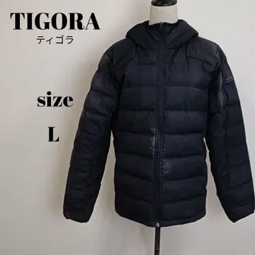 [ a1988 ] TIGORA 다운 자켓 후드 부착 L 블랙