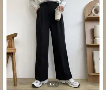 BLATE 속기모 턱 와이드 팬츠 S 롱 블랙 새상품급