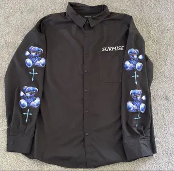 CHIP CLIP 긴팔 셔츠 블랙 곰 무늬 지뢰계 M 사이즈 블랙