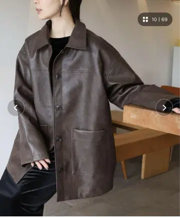 [ 미사용품 ] SELECT MOCA by son 스텐칼라 가죽 자켓