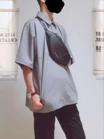 [ HARE ] 반팔 하프 지퍼 셔츠 오버 사이즈