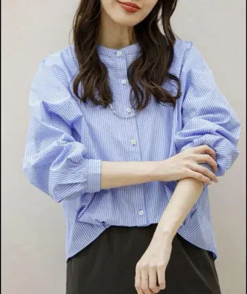 프론트 턱 밴드 카라 셔츠