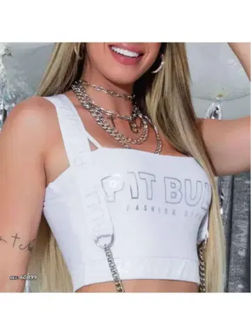 PIT BULL 로고 화이트 탱크탑
