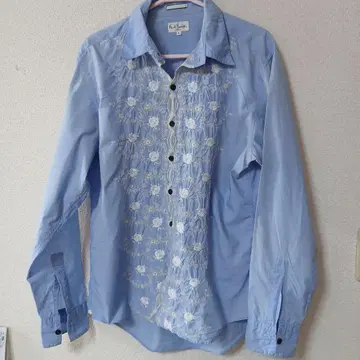 Paul Smith 스카이블루 꽃무늬 자수 와이셔츠 L