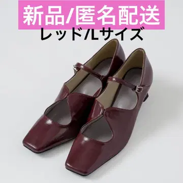 새상품 POMUM&ARTS 스퀘어토 멜리 제인 펌프스 레드 L