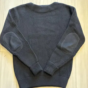 BEAMS 블랙 엘보 배치 스웨터 M