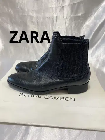ZARA 사이드 고어 가죽 부츠 블랙 사이즈 39