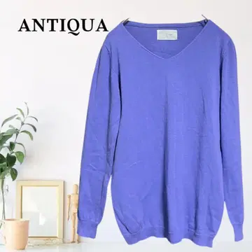 zB597 [ S ] ANTIQUA 드롭 숄더 V넥 니트 리브 니트