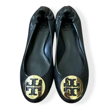 미사용 새상품 토리버치 블랙 가죽 플랫슈즈 발레 슈즈
