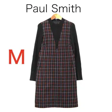 H2852-150 폴스미스 체크 무늬 니트 절개 원피스