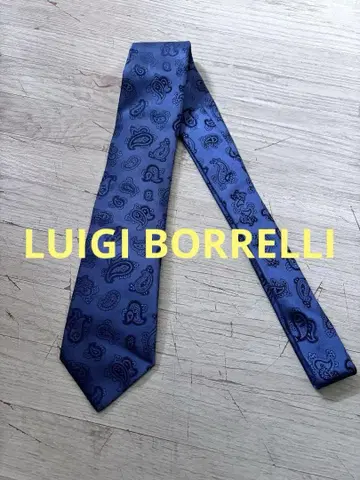 BORRELLI 네이비 페이즐리 넥타이 루이지 보렐리 미사용에 가까움