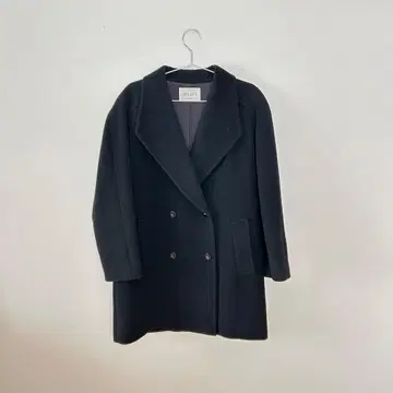 빈티지 오버 사이즈 P 코트 미디엄 기장 블랙 구제 의류